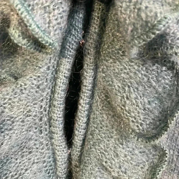 Olson Europe Mohair Blend Teal hook closure V neck Cardigan sweater - Picture 2 of 7